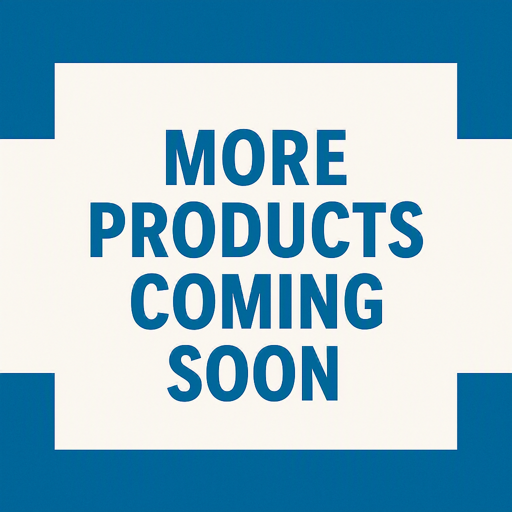 Text 'More Products Coming Soon' on a blue and white background