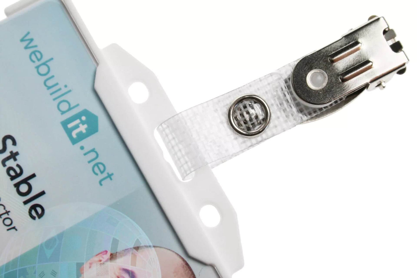 ID Card Clip With Metal Popper Strap
