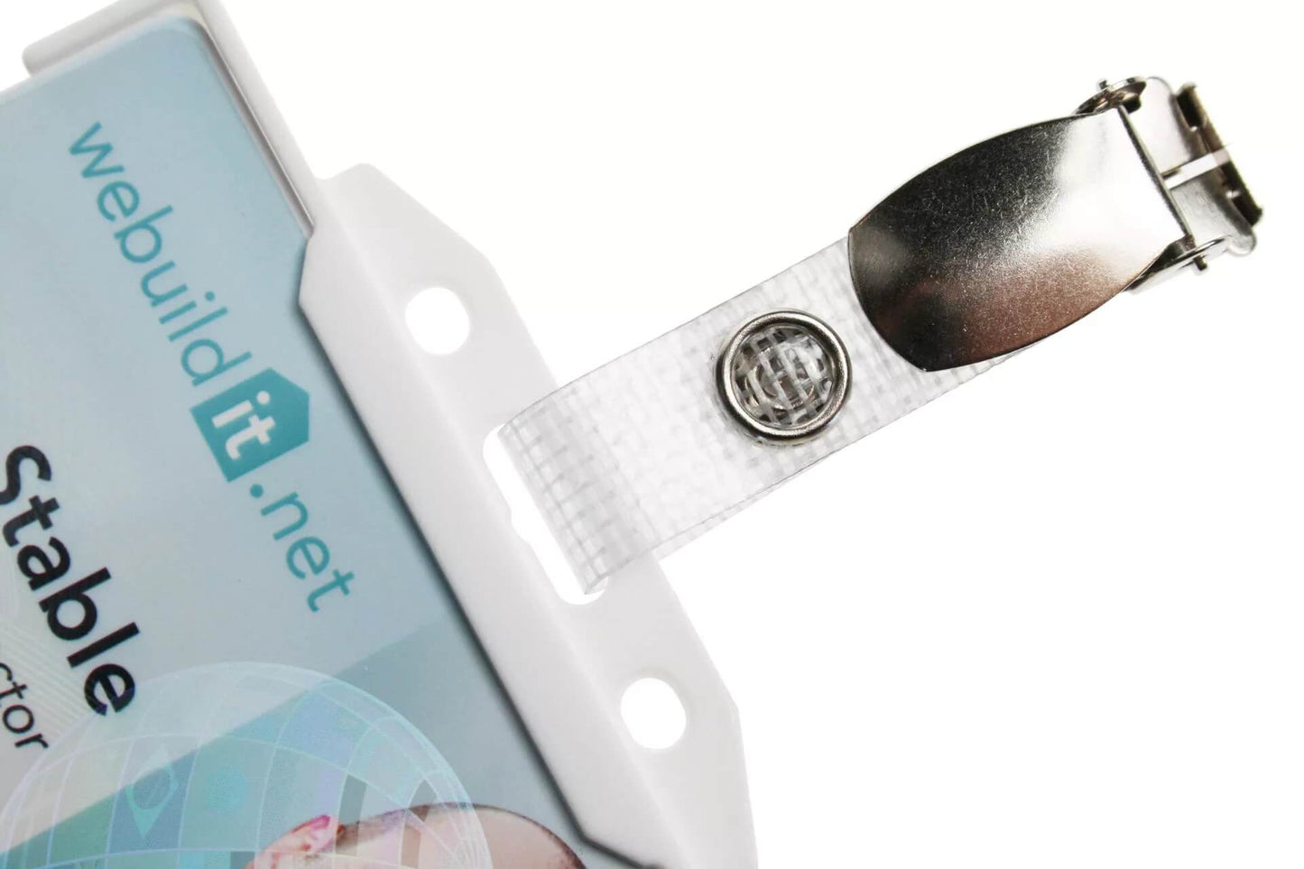 ID Card Clip With Metal Popper Strap