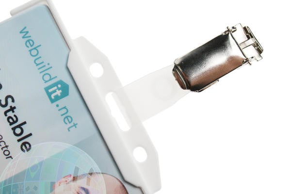 Lever ID Card Clip With Nylon Strap & Plastic Popper