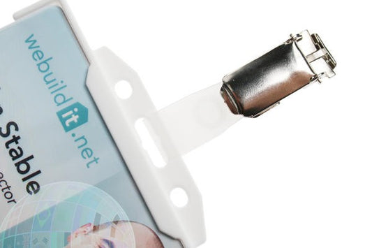 Lever ID Card Clip With Nylon Strap & Plastic Popper