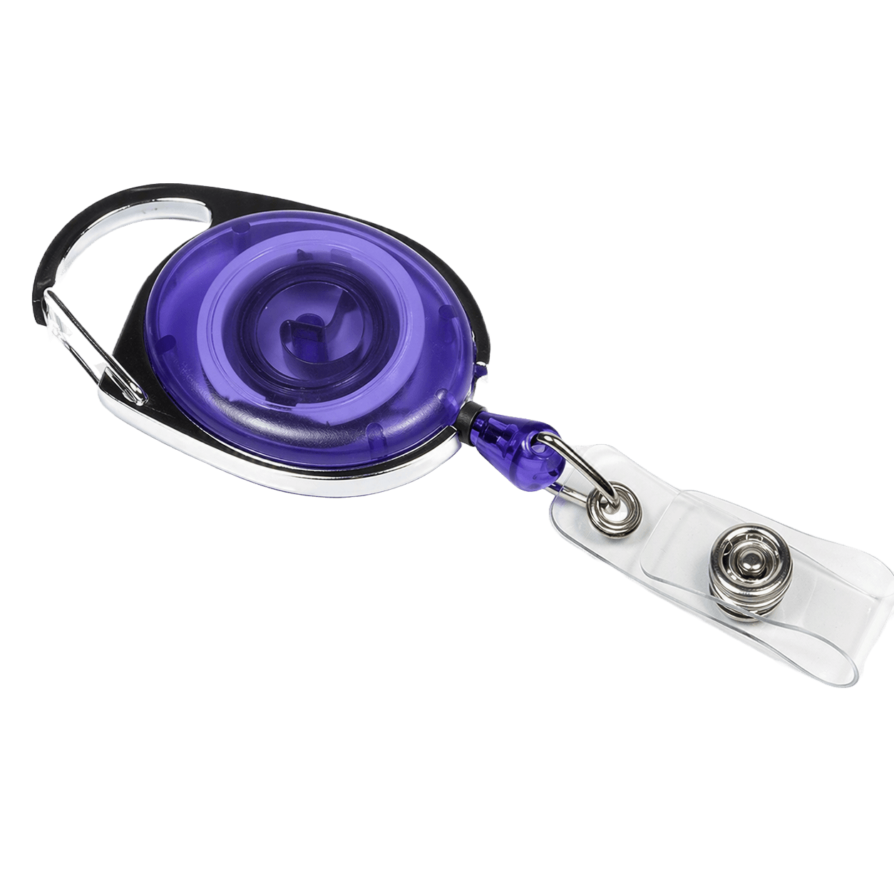 Premier ID Badge Reel Carabiner Style – Purple – With Strap Clip