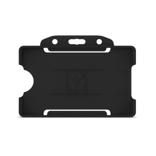 Black landscape ID card holder on a transparent background