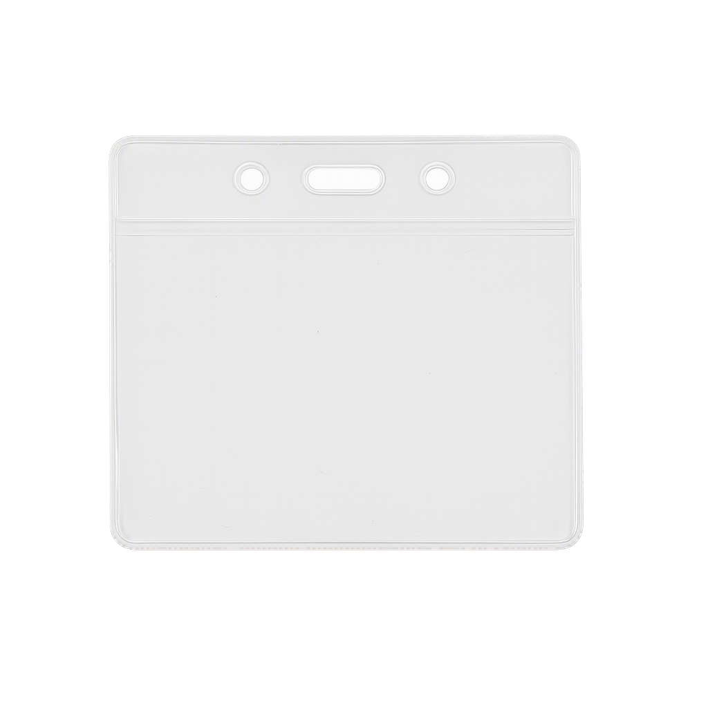 Clear Landscape vinyl ID card holder on a transparent background