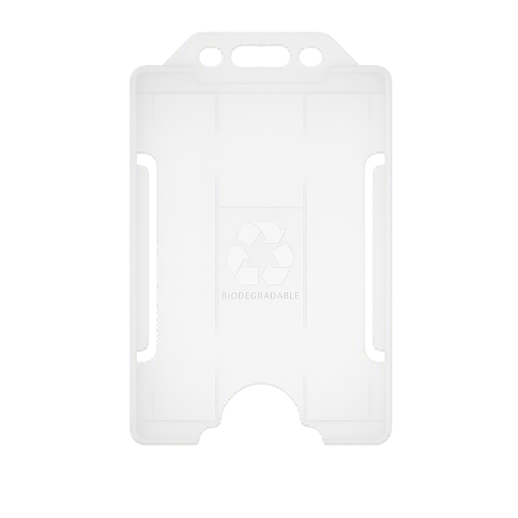 Clear portrait ID card holder on a transparent background