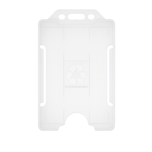 Clear portrait ID card holder on a transparent background