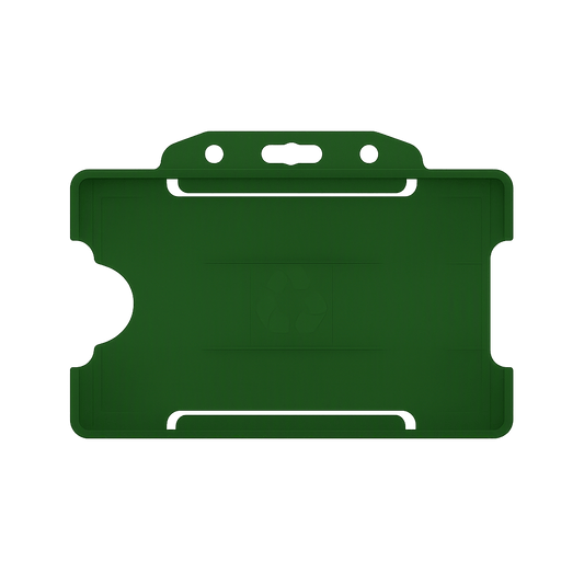 Dark green landscape ID card holder on a transparent background