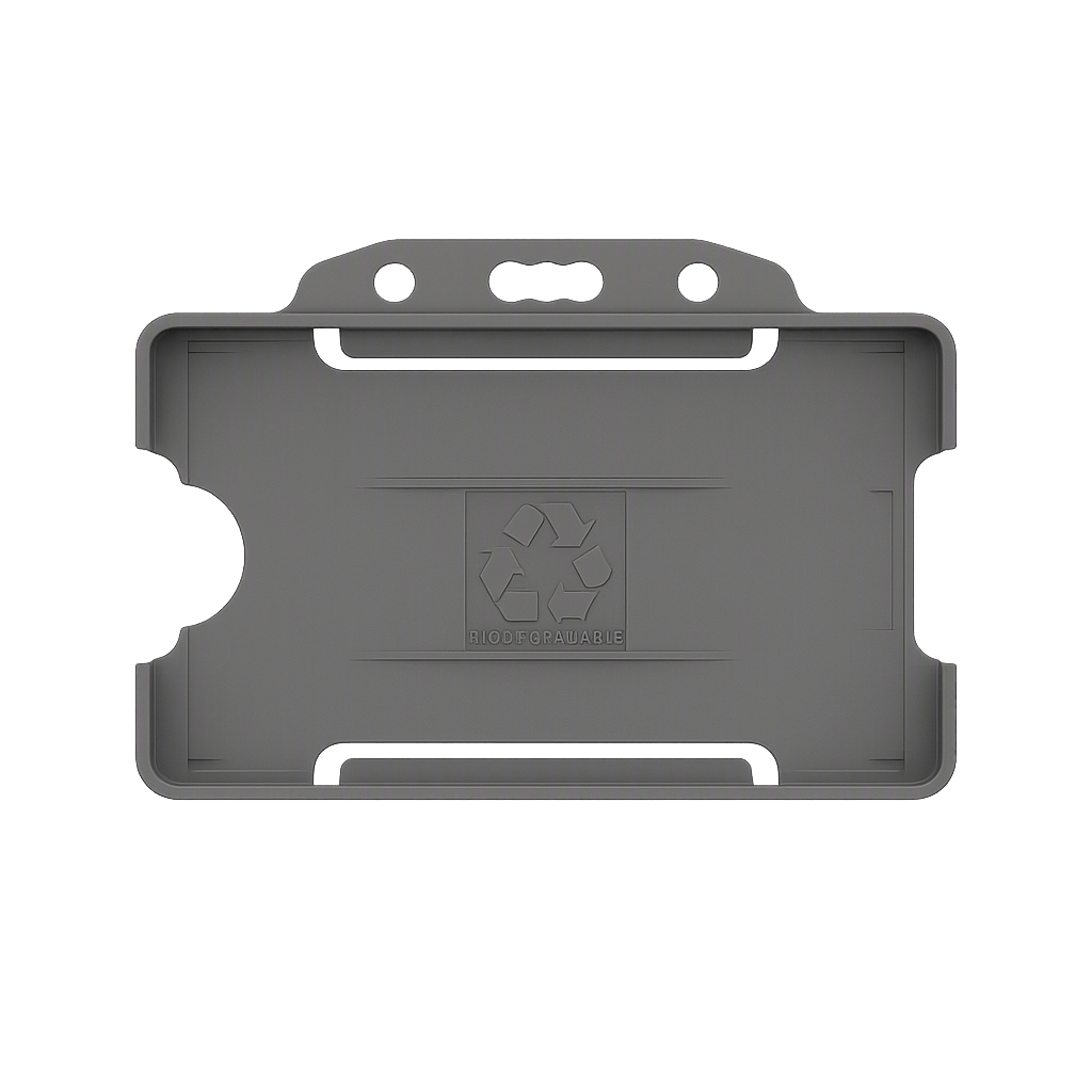 Grey landscape ID card holder on a transparent background