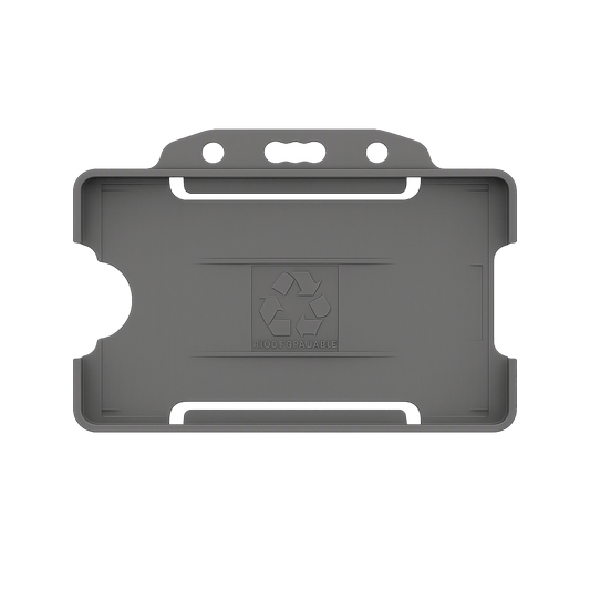 Grey landscape ID card holder on a transparent background