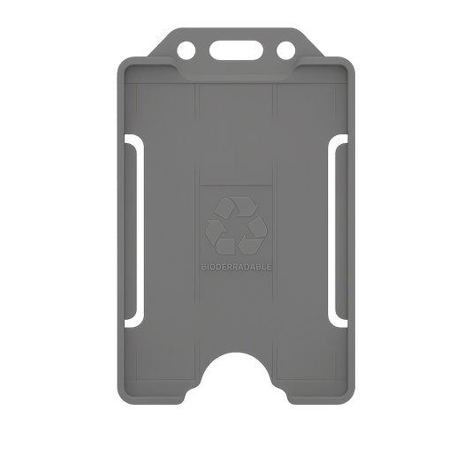 Grey portrait ID card holder on a transparent background