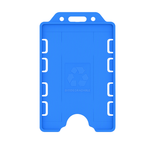 Light blue double sided portrait ID card holder on a transparent background