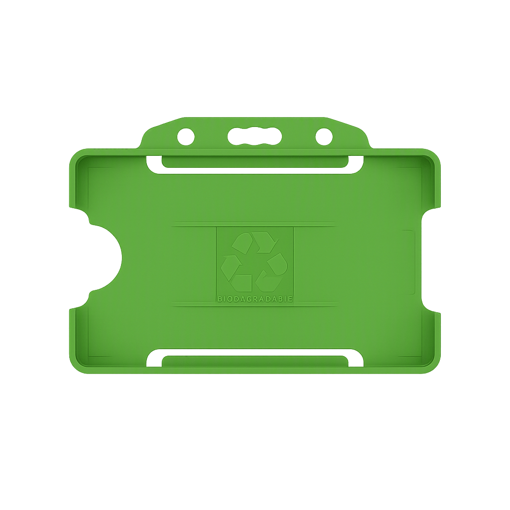 Light green landscape ID card holder on a transparent background