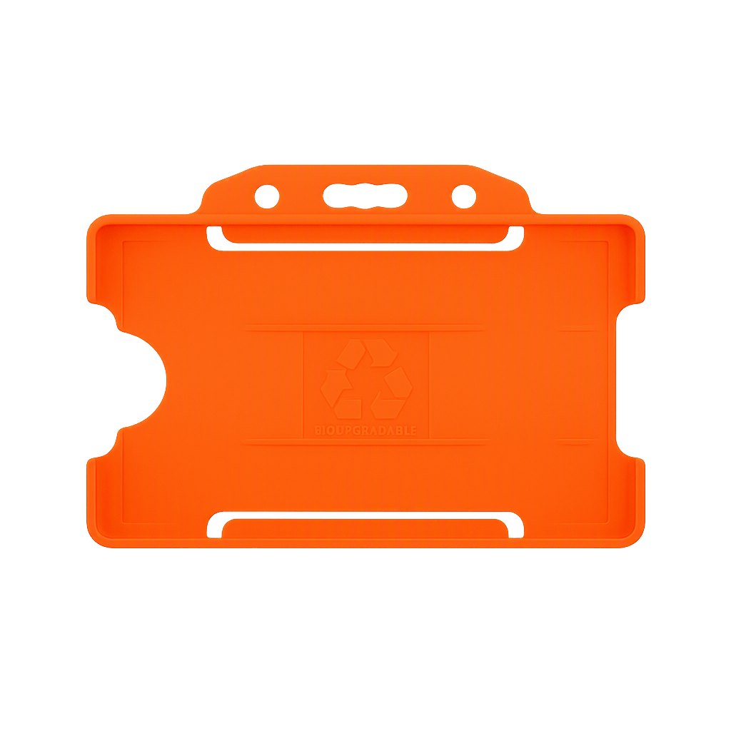 Orange landscape ID card holder on a transparent background