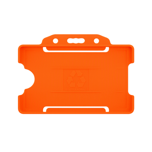 Orange landscape ID card holder on a transparent background