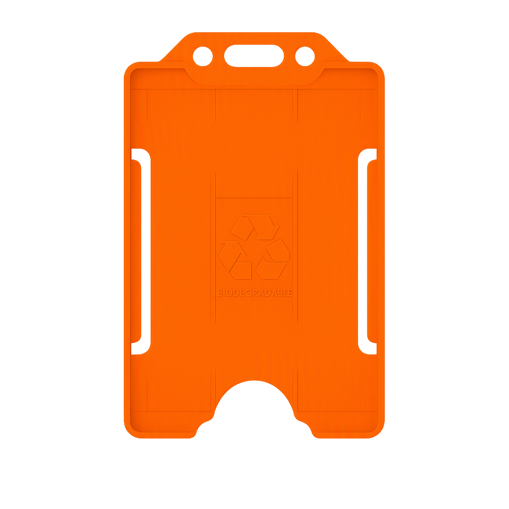 Orange portrait ID card holder on a transparent background