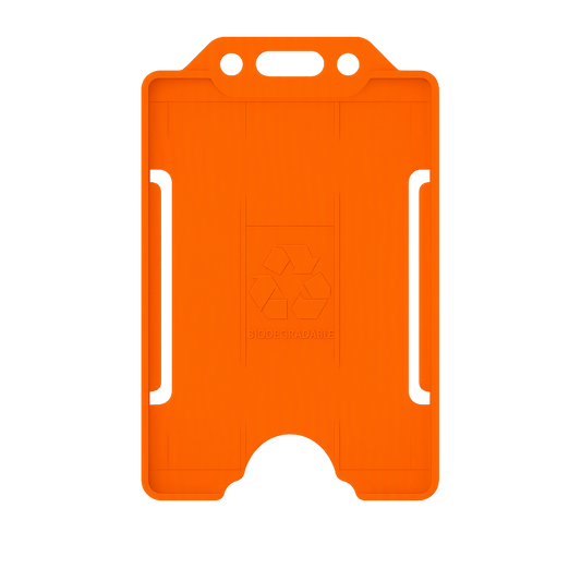 Orange portrait ID card holder on a transparent background