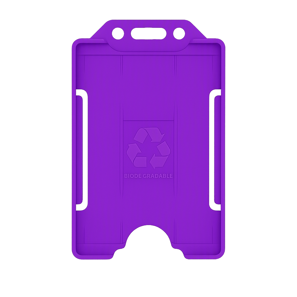 Purple portrait ID card holder on a transparent background