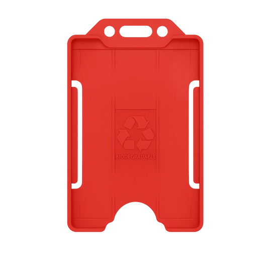 Red portrait ID card holder on a transparent background