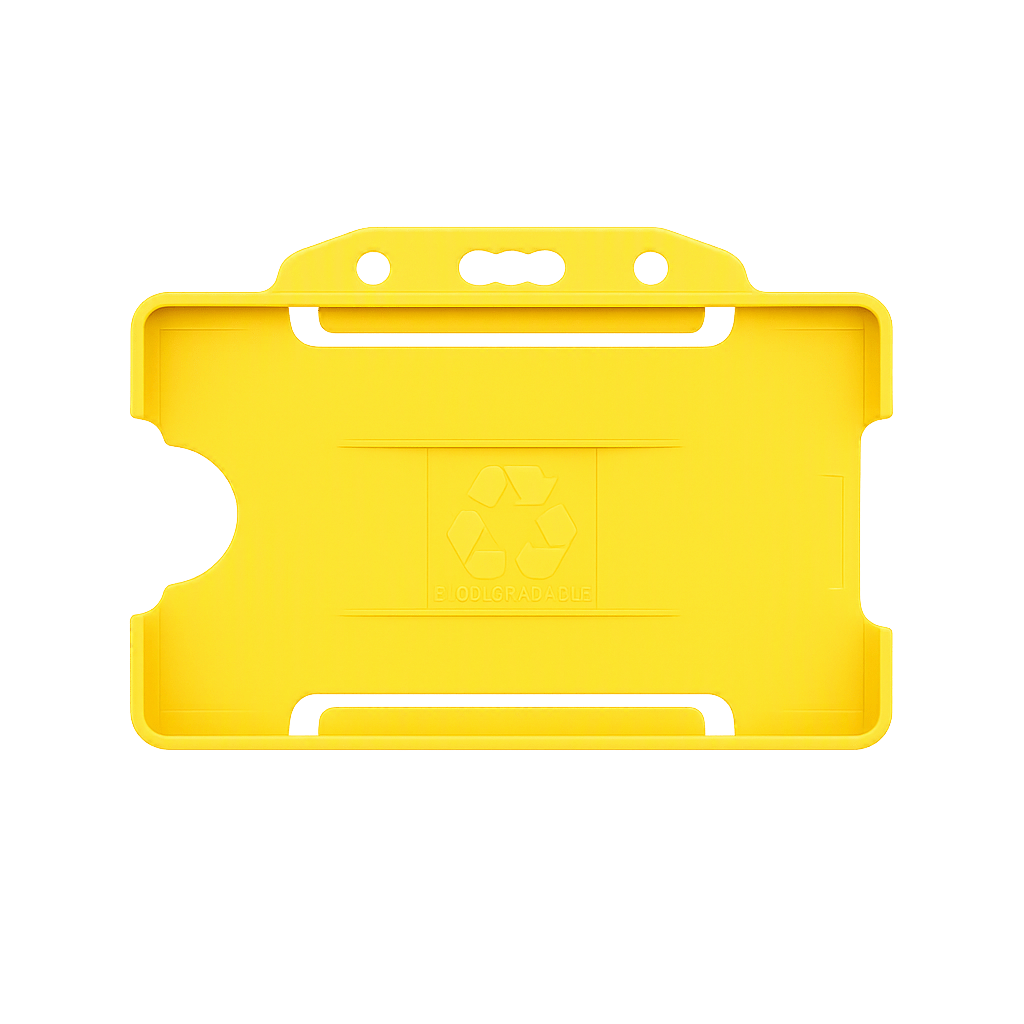 Yellow landscape ID card holder on a transparent background
