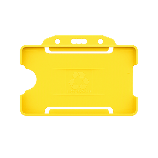 Yellow landscape ID card holder on a transparent background
