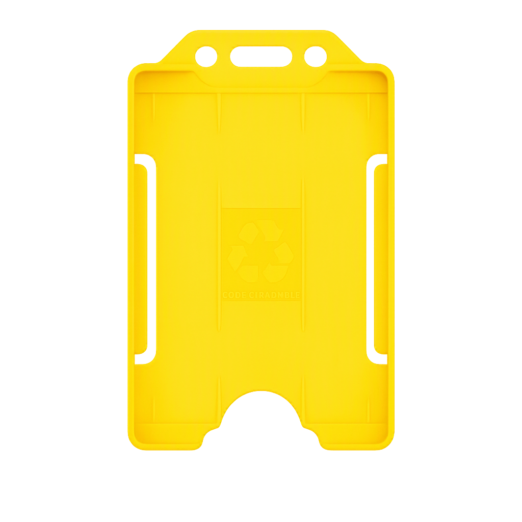 Yellow portrait ID card holder on a transparent background