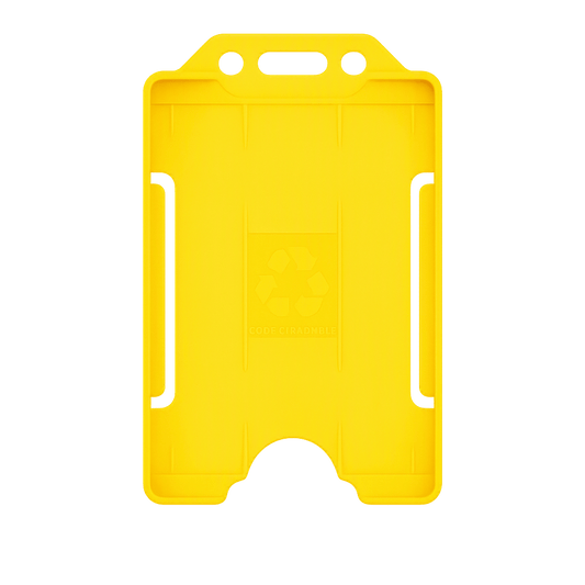 Yellow portrait ID card holder on a transparent background